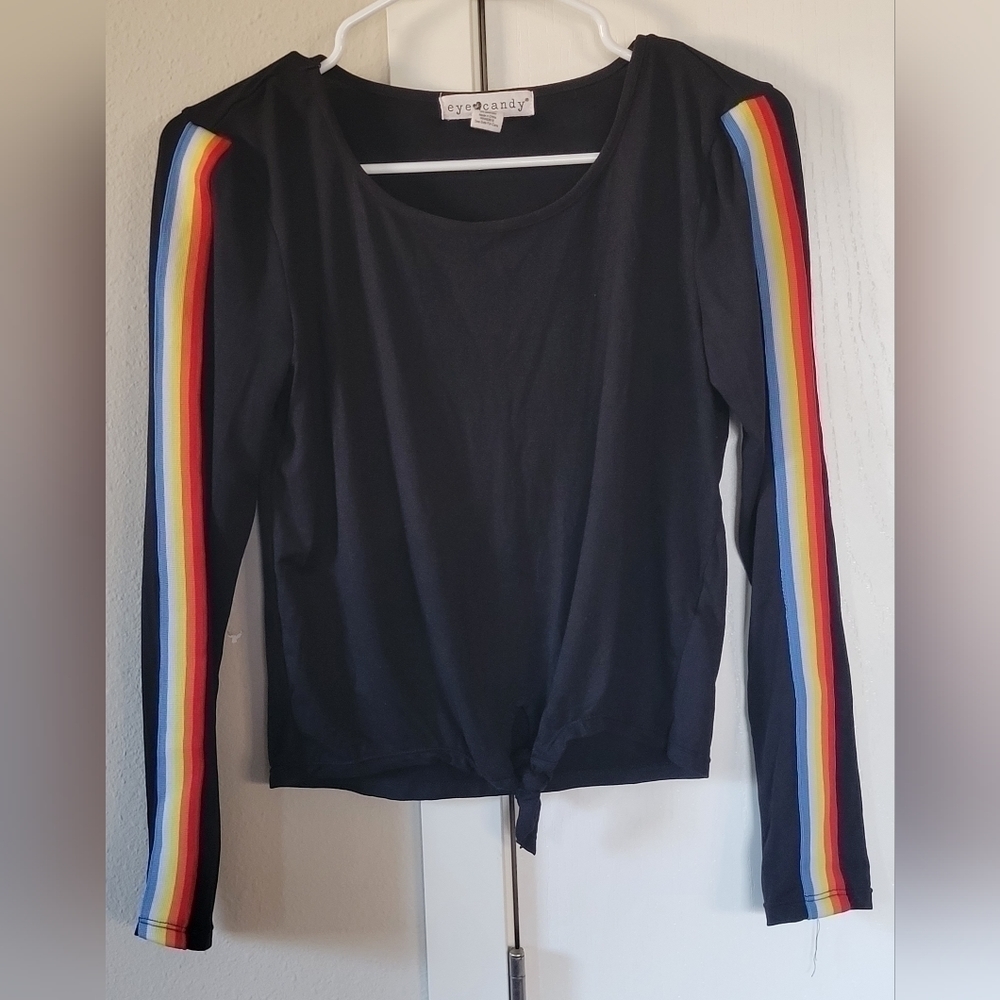 Eye Candy Rainbow Long Sleeve Knotted Tee